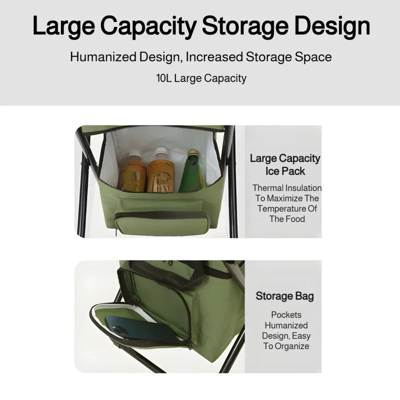 Built-in Cooling Bag Portable Folding Outdoor Stool