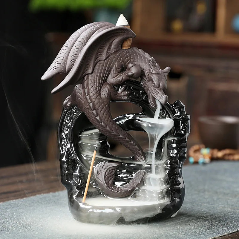 Dracarys Ceramic Incense Holder | Backflow Design with Dragon | Vintage Decor | For Meditation & Aromatherapy