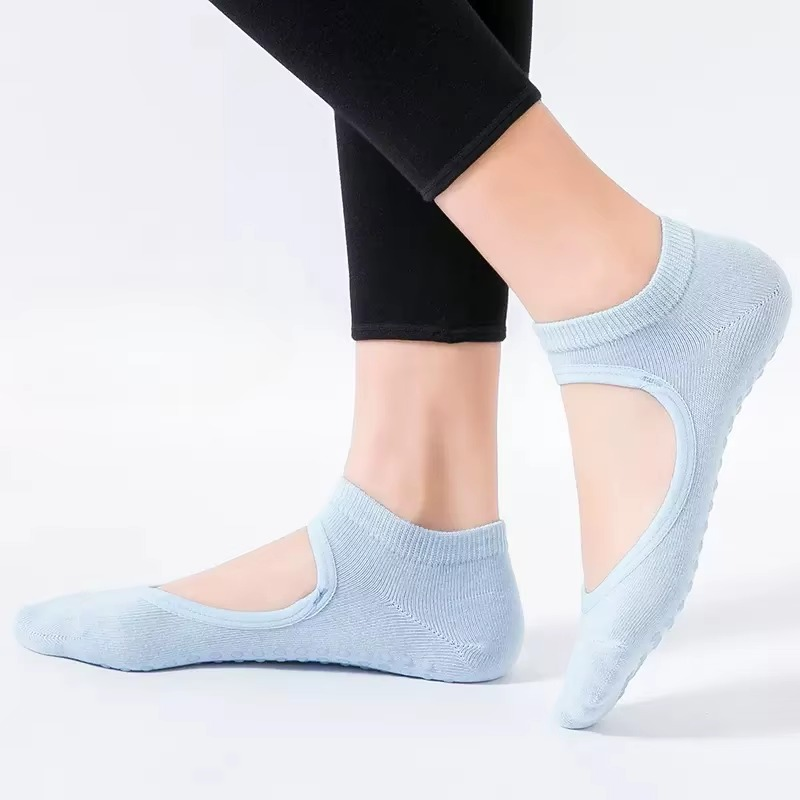 Non Slip Backless Yoga Socks with Breathable Cotton Grip