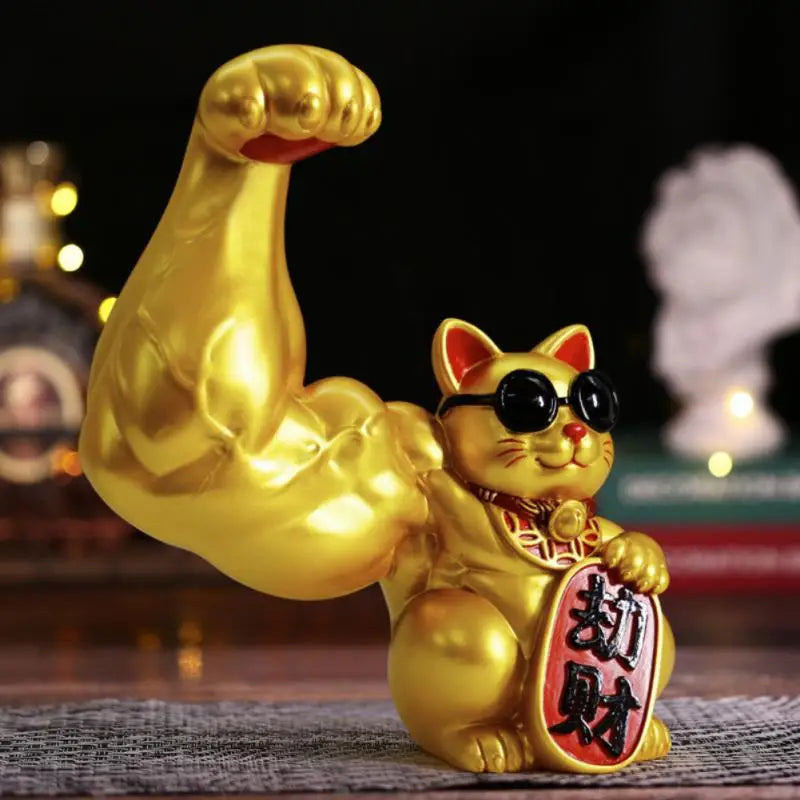 Large hand, happy wealth, waving cat, gold-colored waving hand cat, home decoration, welcoming waving cat, sculpture, statue, decor, car ornament, shop gift