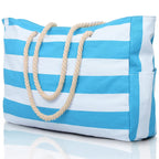 Marivalis Striped Beach Bag with Zipper | Foldable & Waterproof | Sand Resistant Canvas | For Travel & Vacation