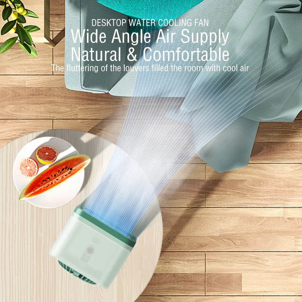 Coolivio Mini AirCooler | Portable 3-in-1 USB Fan with Air Humidification & Cooling Function | 3 Levels | 2500 mAh Battery | For Office, Travel & Home