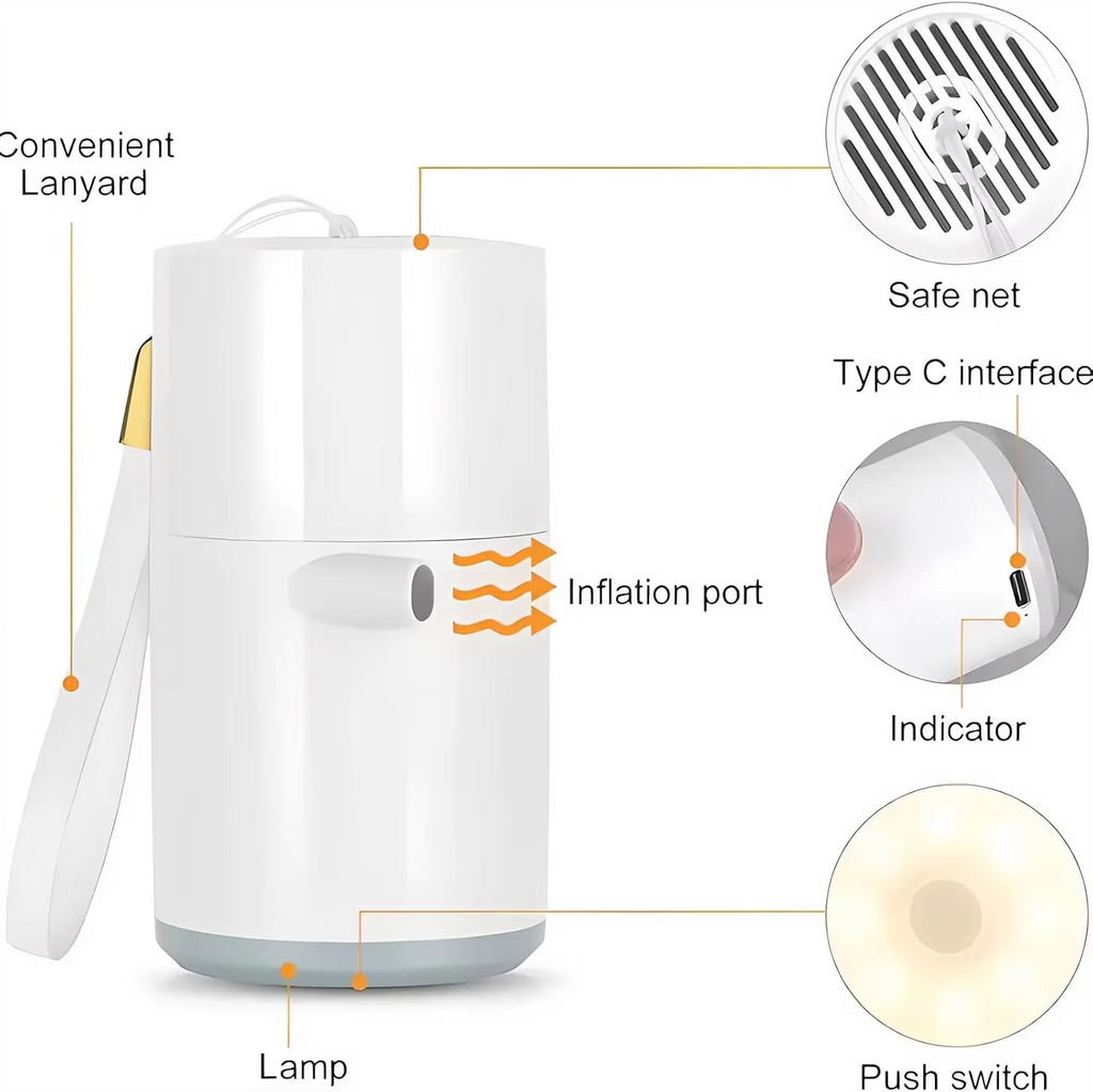 Portable Mini Air Pump with Rechargeable SOS Light for Camping and Outdoor Use