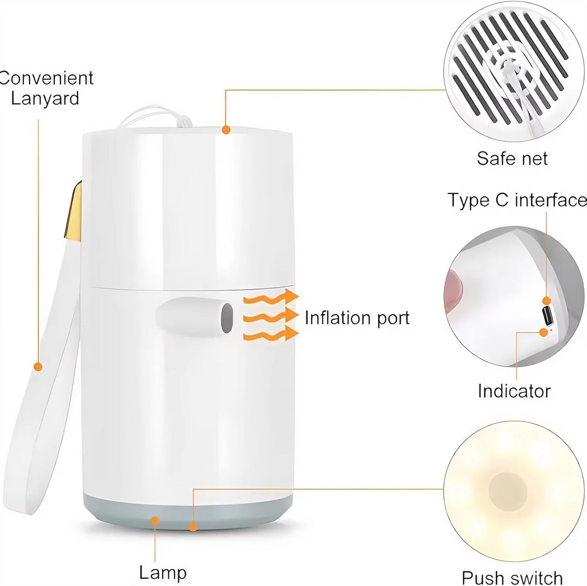 Portable Mini Air Pump with Rechargeable SOS Light for Camping and Outdoor Use