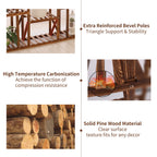 Large 11-tier Wooden Plant Shelf | Carbonized, Wide Flower Stand for Indoor & Outdoor