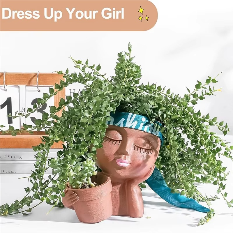 Chic Dual Face Head Planters for Indoor and Outdoor Use
