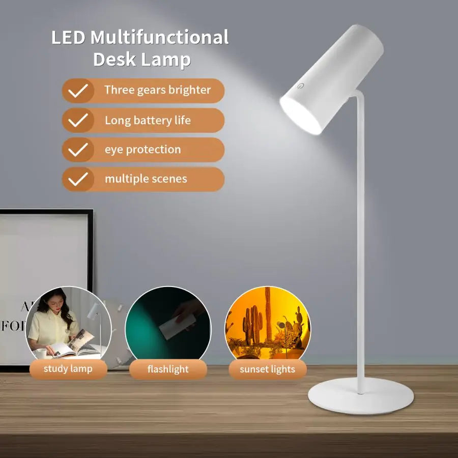 LumiPro LED Desk Lamp | 3W | Rechargeable | 10–50 hrs. runtime | Type-C charging