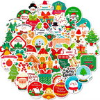 50pcs Waterproof Christmas Vinyl Stickers for Holiday Decorating, Gifts, and Party Favors