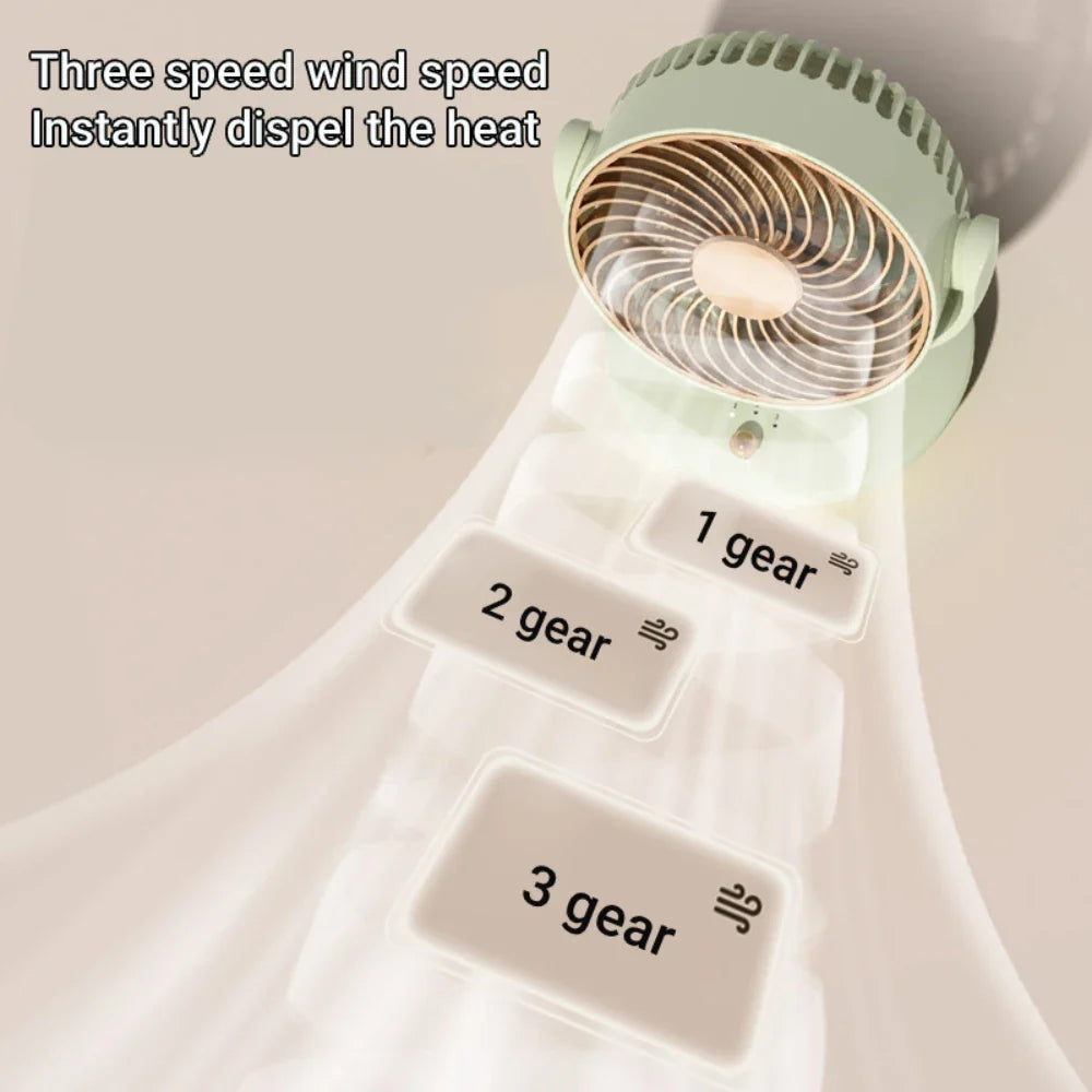 BreezeLoop Table Fan with 360° Rotation | USB Fan with 3 Speeds & Battery | Quiet & Compact | For Office, Bedroom & Home