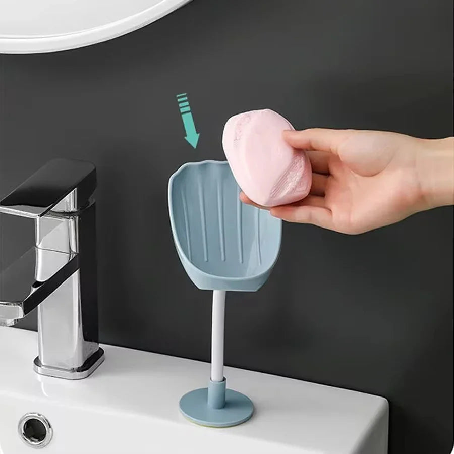 DryLoft Soap Holder | Double Chamber with Drain & Lid | Wall Mount without Drilling | Dust Protection & Space Saving