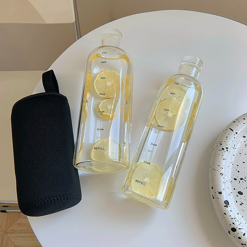 Time-Scale Water Bottle with Spill-Proof Lid