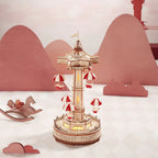 ROKR Parachute Tower Music Box | 3D Wooden Puzzle with Movement & Light | DIY Kit 184 Pieces | Magical Carnival for Kids & Adults