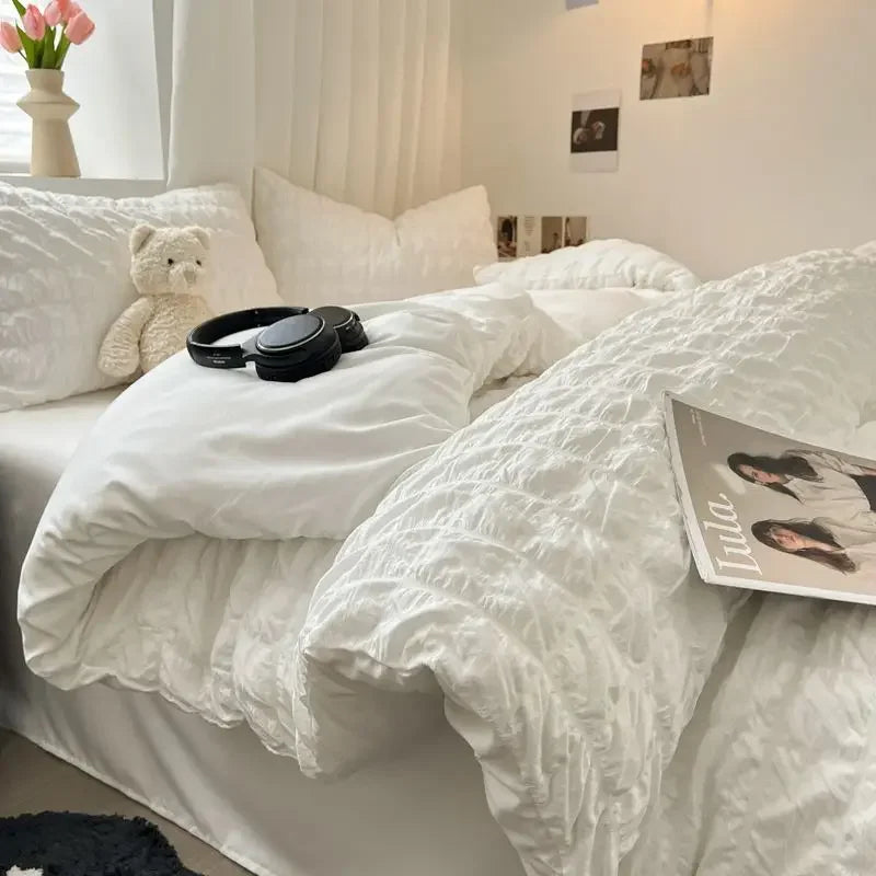 ChicParis | Seersucker Bedding Set – Lightweight, Soft & Elegant French-Style Duvet Cover Set