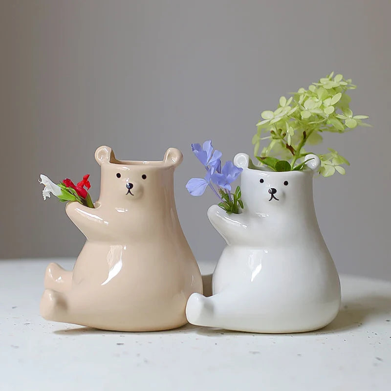 Bear with Flower Vase