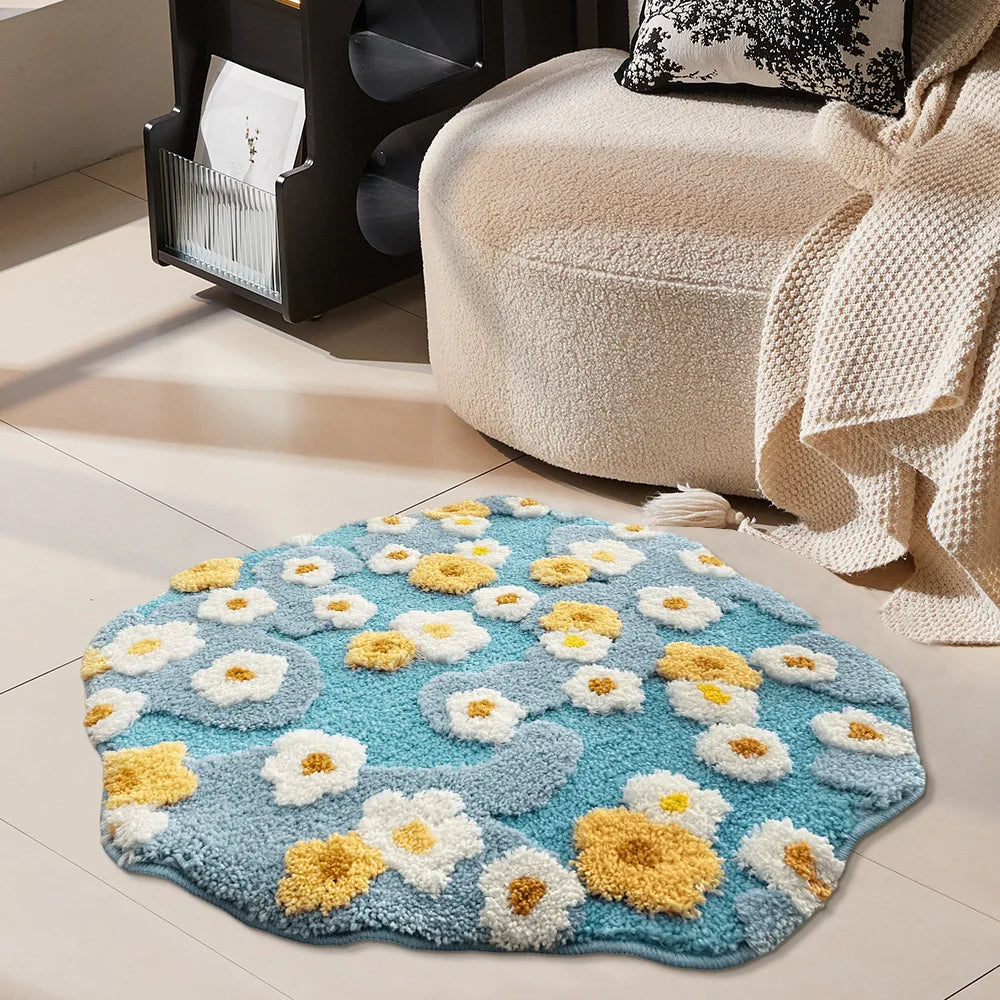 Moss Flower Tufted Round Rug