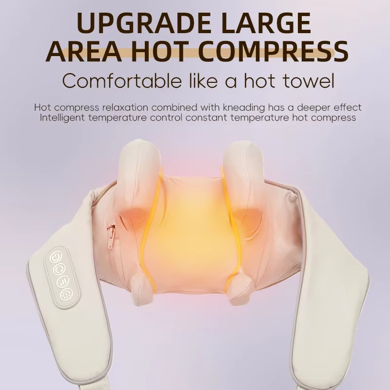 Wireless Neck and Shoulder Massager with Deep-Kneading for Back and Cervical Relief