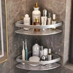 AquaSpace Pro | Corner Shower Shelf Without Drilling | Aluminum | Rust-Free & Load-Bearing | Bathroom Shelf in Black, White, Silver or Black-Gold