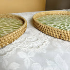 Lotus Leaf Rattan & Shell Fruit Bowl Tray