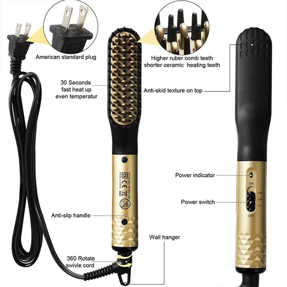 Professional Mini Ceramic Beard Straightening Brush