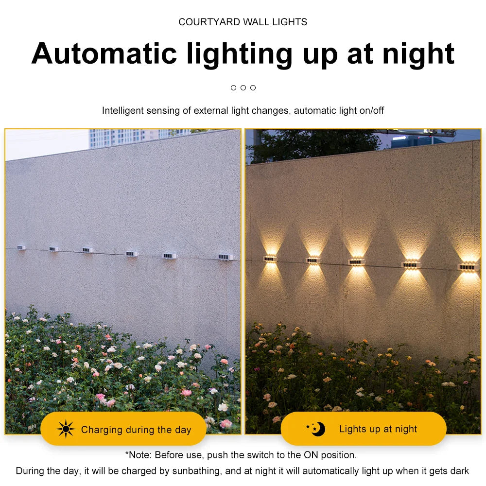 Solar Wall Lights Solavine | Warm White Light | IP44 Weatherproof | For Fence, Terrace & Garden | 8 Hours Light Duration