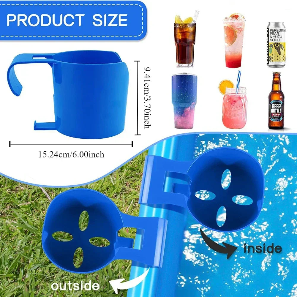 AquaGrip Drink Holder | Flexible & Stable | Clip-on Pool Shelf | For Cans & Gadgets
