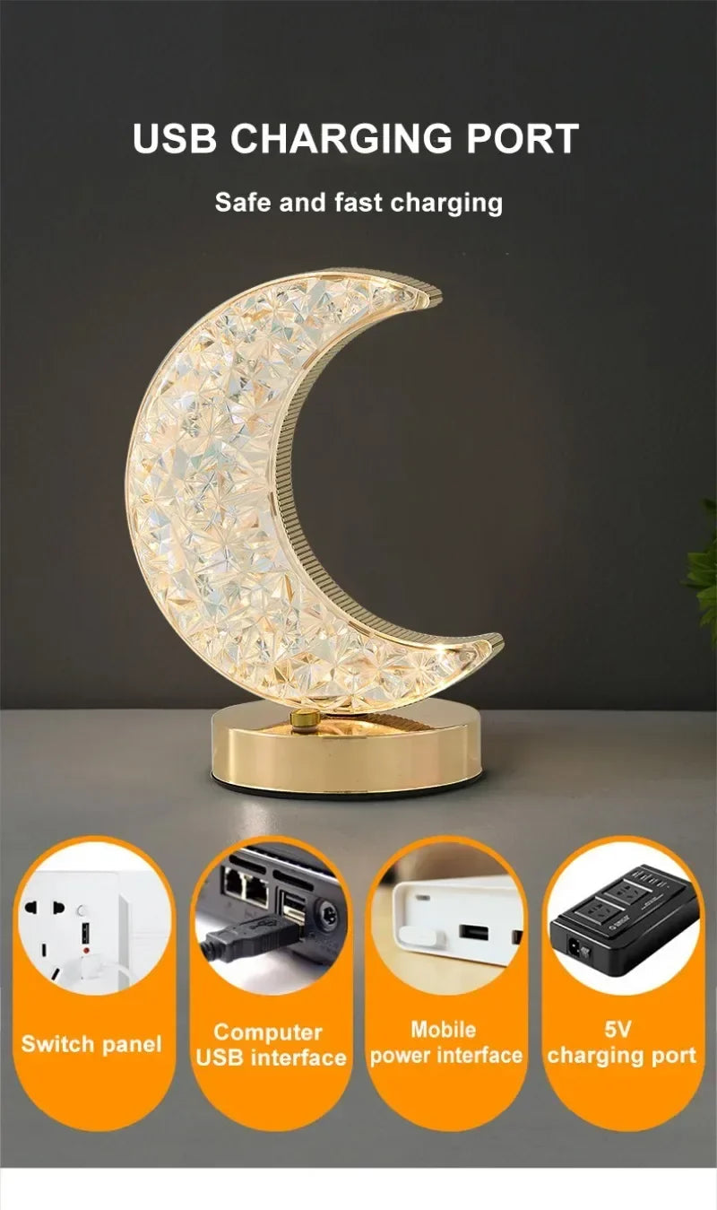 Half Moon Crystal Lamp