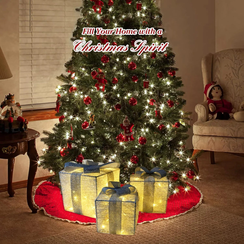 Set of 3 LED Gift Box Decorations for Indoor and Outdoor Use