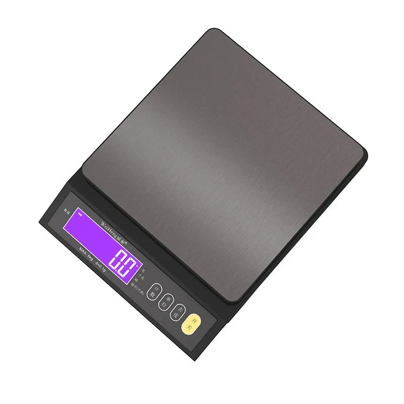 5 kg/0.1 g and 10 kg/1 g digital electronic kitchen scale, LCD display, fully waterproof stainless steel weighing tool for baking