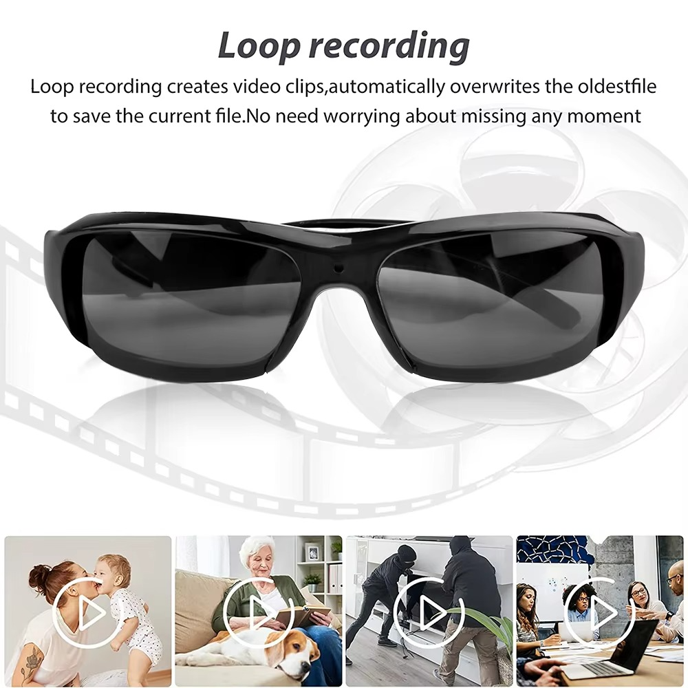 1080P HD Wearable Sunglasses Camera with Video Recorder for Outdoor Surveillance