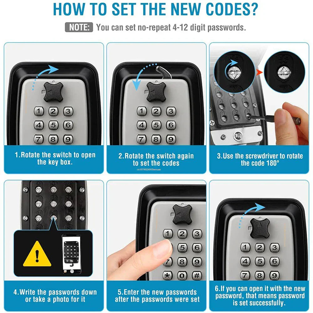 Waterproof Wall-Mounted Key Safe Box – Outdoor Lockable Key Storage with Combination Code