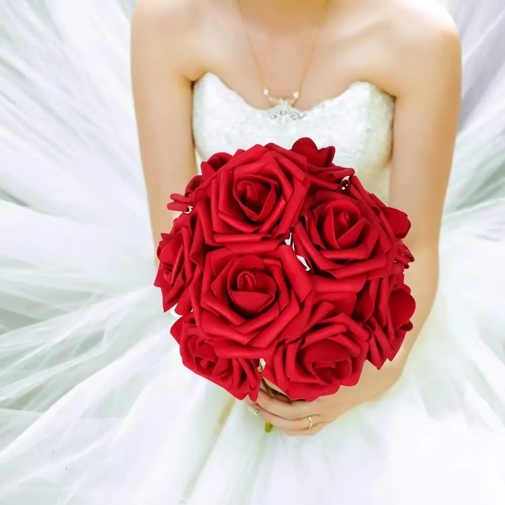 Realistic Red Artificial Roses with Stems (Pack of 25/10)