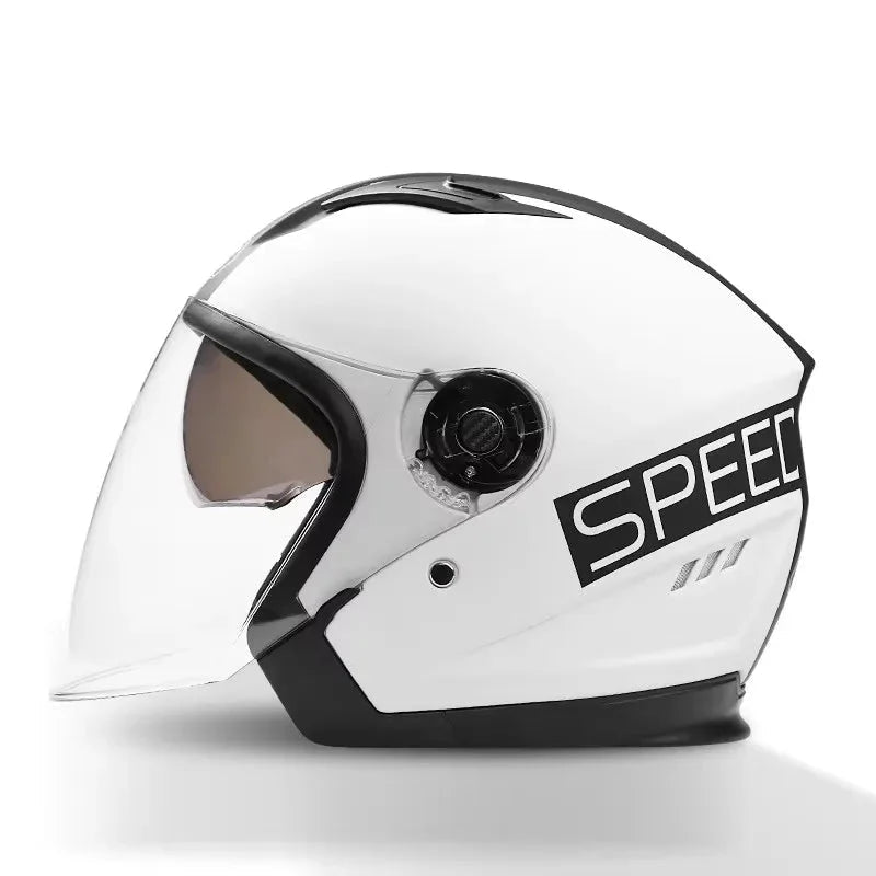 Retro 3/4 Open-Face Motorcycle Helmet with Dual Anti-Fog Visor for 56–62 cm Heads