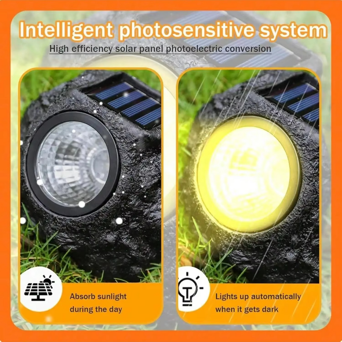 Solar-Powered LED Stone Spotlight for Outdoor Landscaping