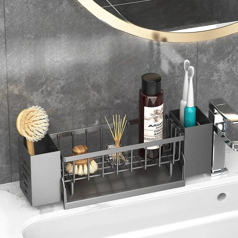 Ordinaqua Sink Organizer Shelf | Self-draining | Holder for Sponge, Soap & Cloth | Expandable & Hygienic | ABS Plastic