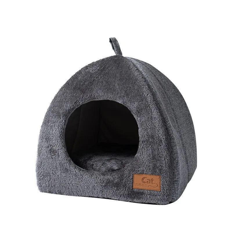 Triangelnest - Luxury Velvet Cat House Indoor for Ultimate Comfort