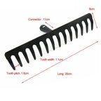 AgriZink Stainless Steel Garden Rake with 14 Tines | Robust Tool for Agriculture & Garden | For Leaves, Hay, Soil & Mulch | High-Quality Soil Rake