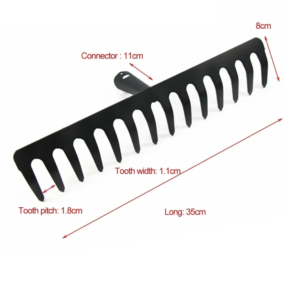 AgriZink Stainless Steel Garden Rake with 14 Tines | Robust Tool for Agriculture & Garden | For Leaves, Hay, Soil & Mulch | High-Quality Soil Rake