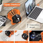 Rechargeable Camping Fan with LED Light, Remote Control and Hanging Hook