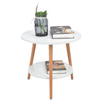 White Side Table with 2 Layers and Storage Space for the Living Room