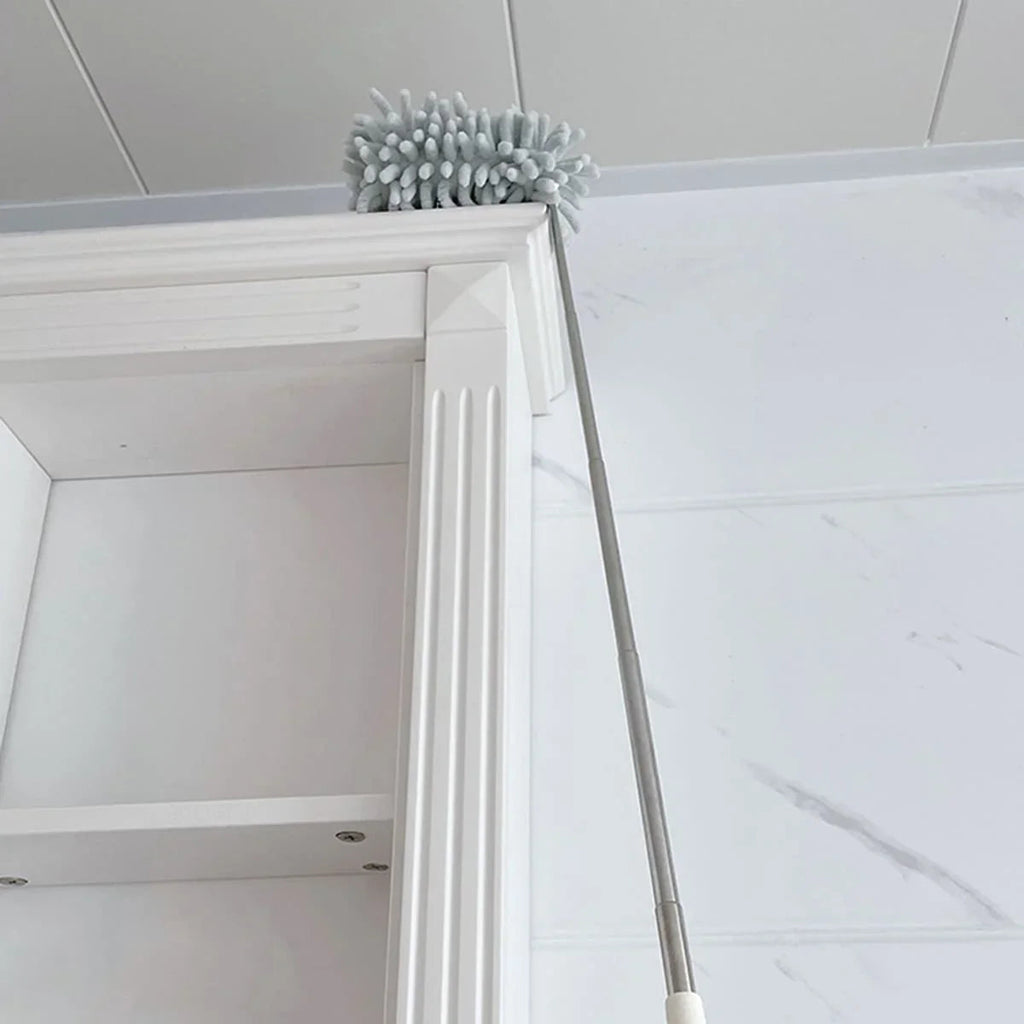 DUSTELLA Telescopic Duster | Extendable up to 80 cm | Microfiber Chenille & Stainless Steel Handle – For Ceiling, Furniture & Corners