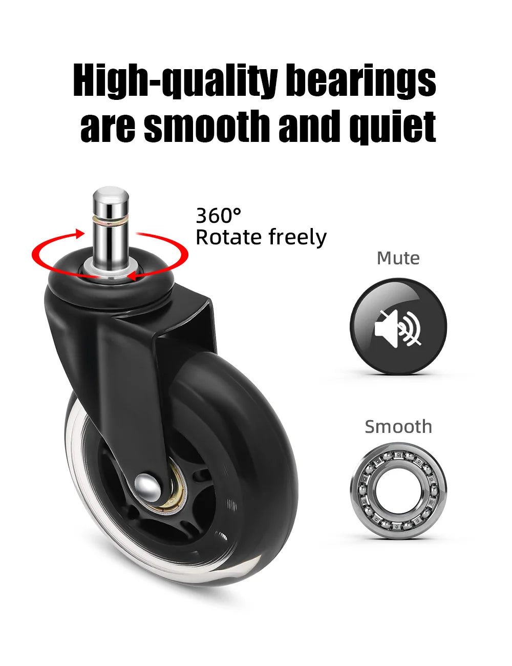 Swivel Roller Office Chair Wheels 5PCS