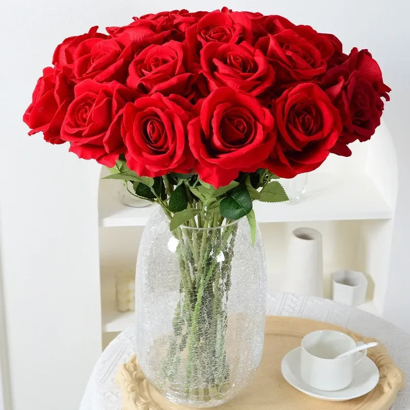 20 pieces Realistic Velvet Silk Rose Bouquet