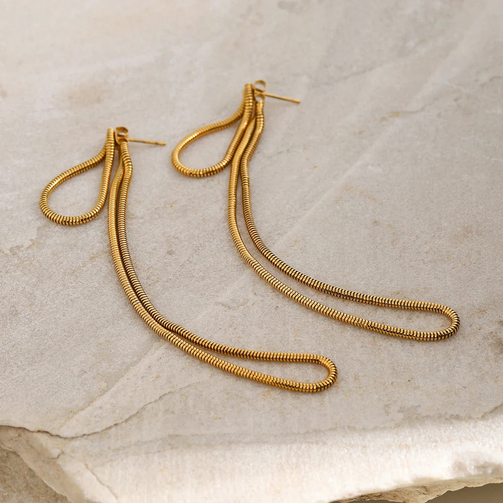 Classy Snake Chain Tassel Stud Earrings