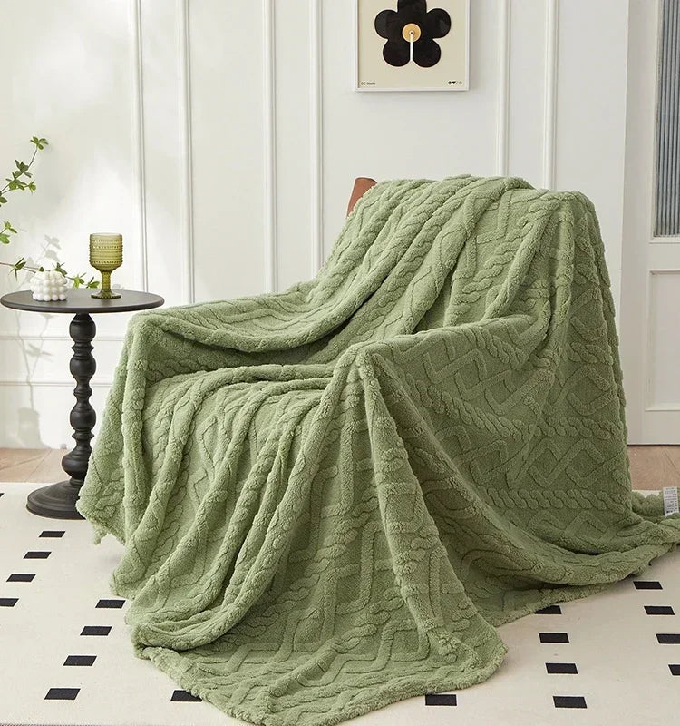 Double-sided cuddle blanket made of wool