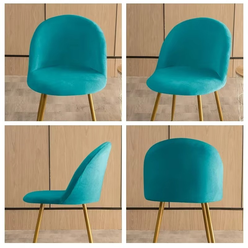 Elastic Velvet Chair Covers - Stretch Low Back Slipcovers for Dining and Makeup Chairs