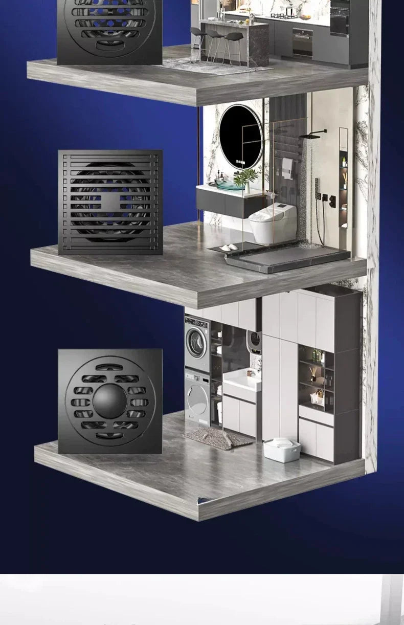 AquaShield Square Stainless Steel Floor Drain