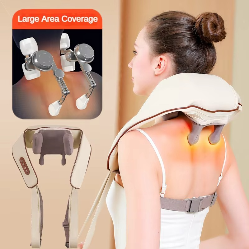 Neck and Shoulder Massager with Deep Tissue Shiatsu and Heat for Pain Relief