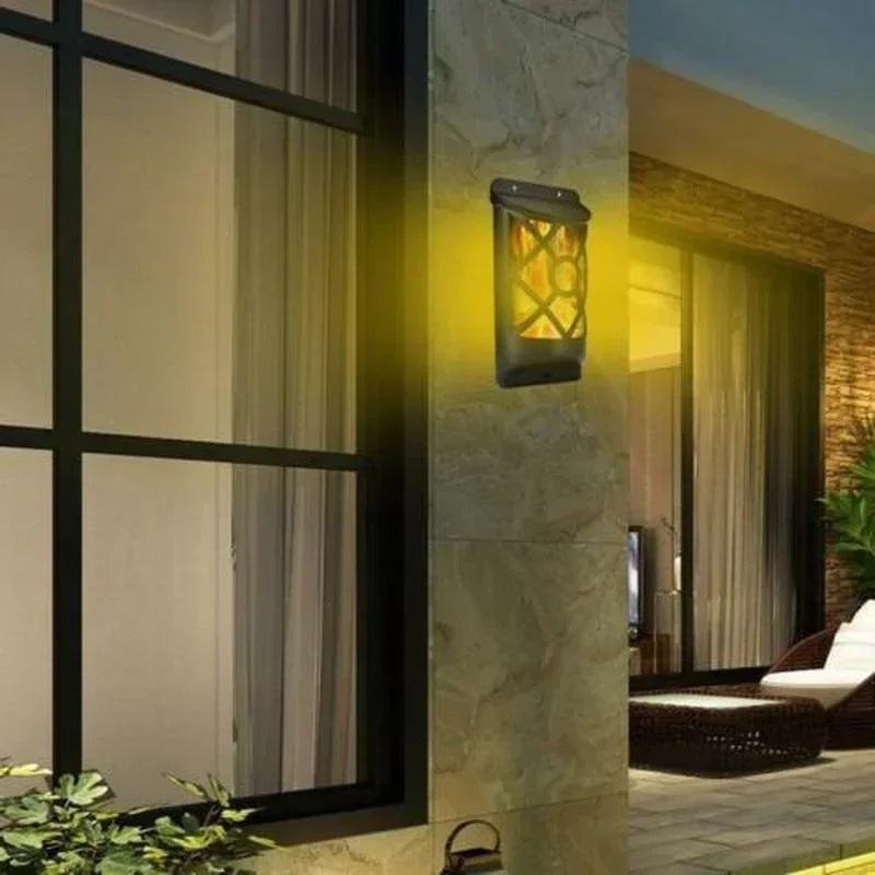 Solar-Torch FlammaLuce | 96 LED Flame Light | IP65 Waterproof | Garden Wall Lamp with Grid Design
