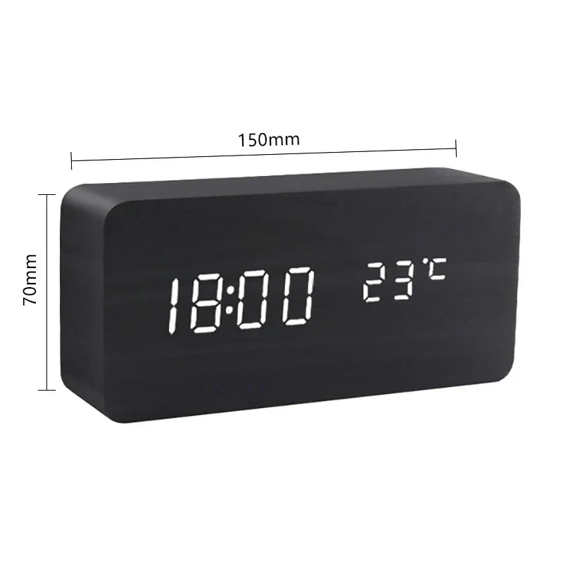 Wood LED Smart Alarm Clock for Bedroom