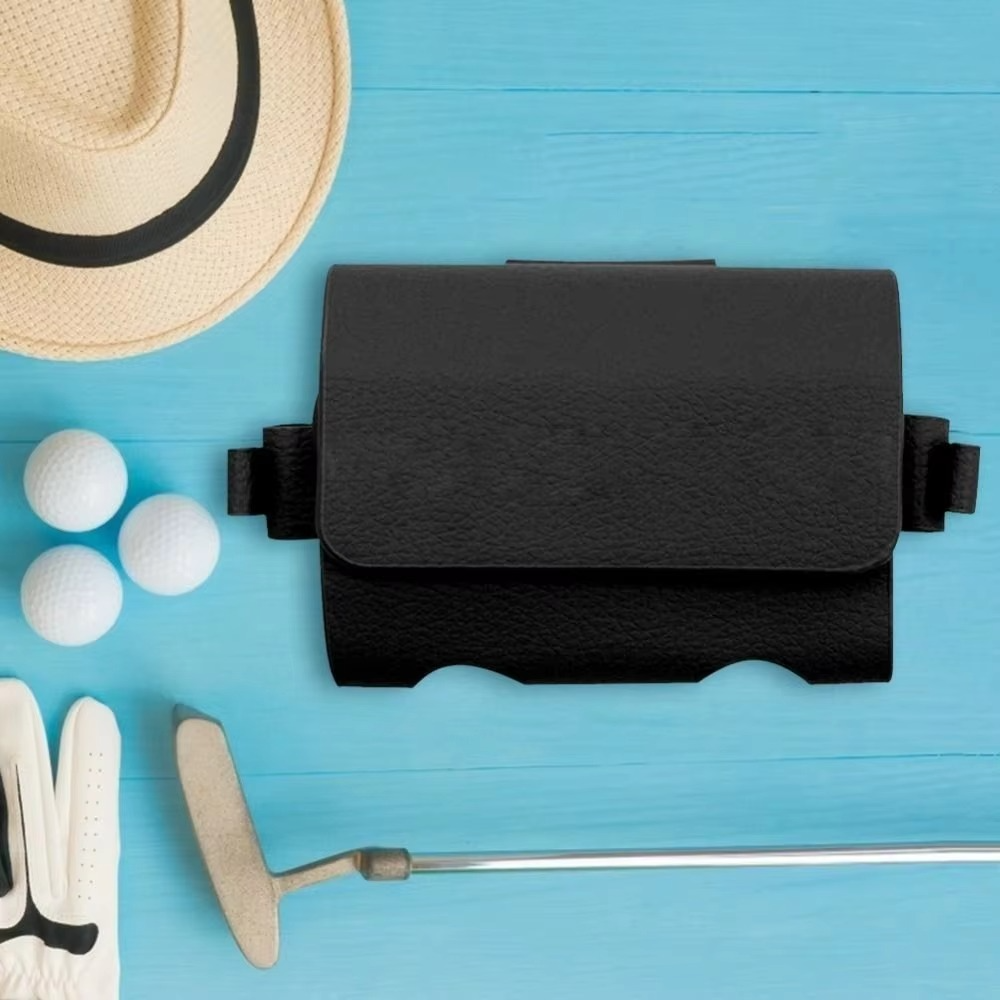 PU Leather Golf Ball Waist Pouch Outdoor Storage Case with Clip